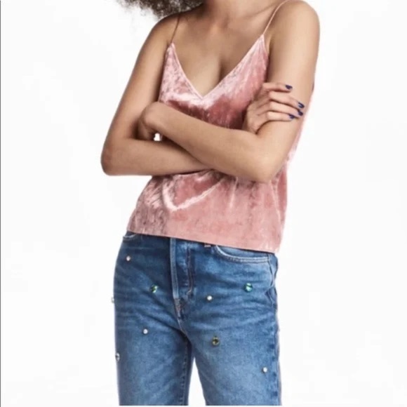 H&M Tops - H&M Crushed Velvet Tank Cami Pink Size Small Top Summer Going Out